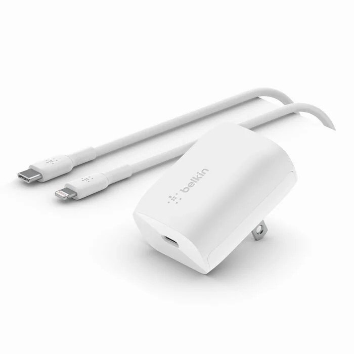 Chargeur Secteur rapide Belkin USB-C 20W + Cable USB-C Vers Lightning – photo principale